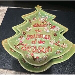 Christmas Stacking Candy Dishes Set Of 2. "Share The Sweetness Of The Season" ❤️